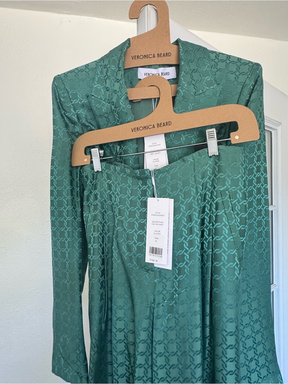 Veronica Beard Teal-Green Textured Two-Piece Set